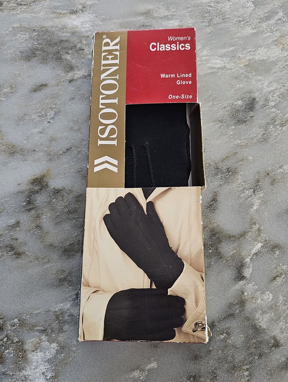 VTG 90s Isotoner Womens Classics Black Gloves Stretch Warm Lined One Size NIB